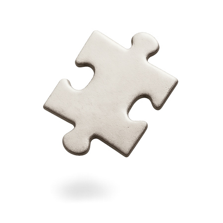 Single plain puzzle piece on a transparent background